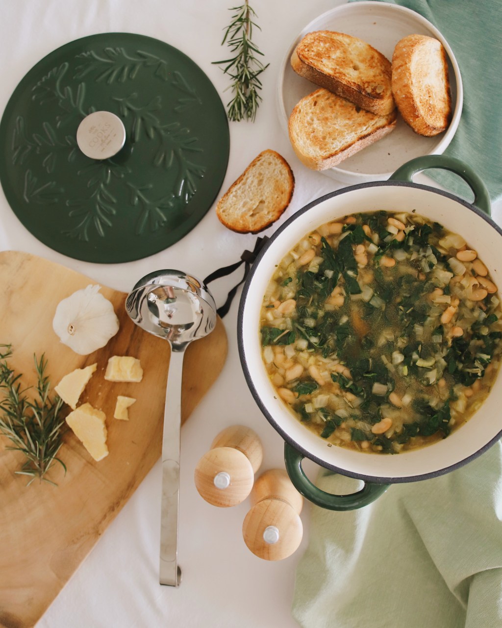 Braised White Beans with Greens and&nbsp;Parmesan